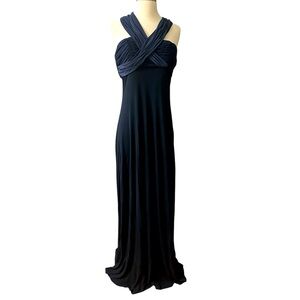 Randolph Duke Couture Celebrity Blue Draped  Goddess Long Gown Evening Dress
